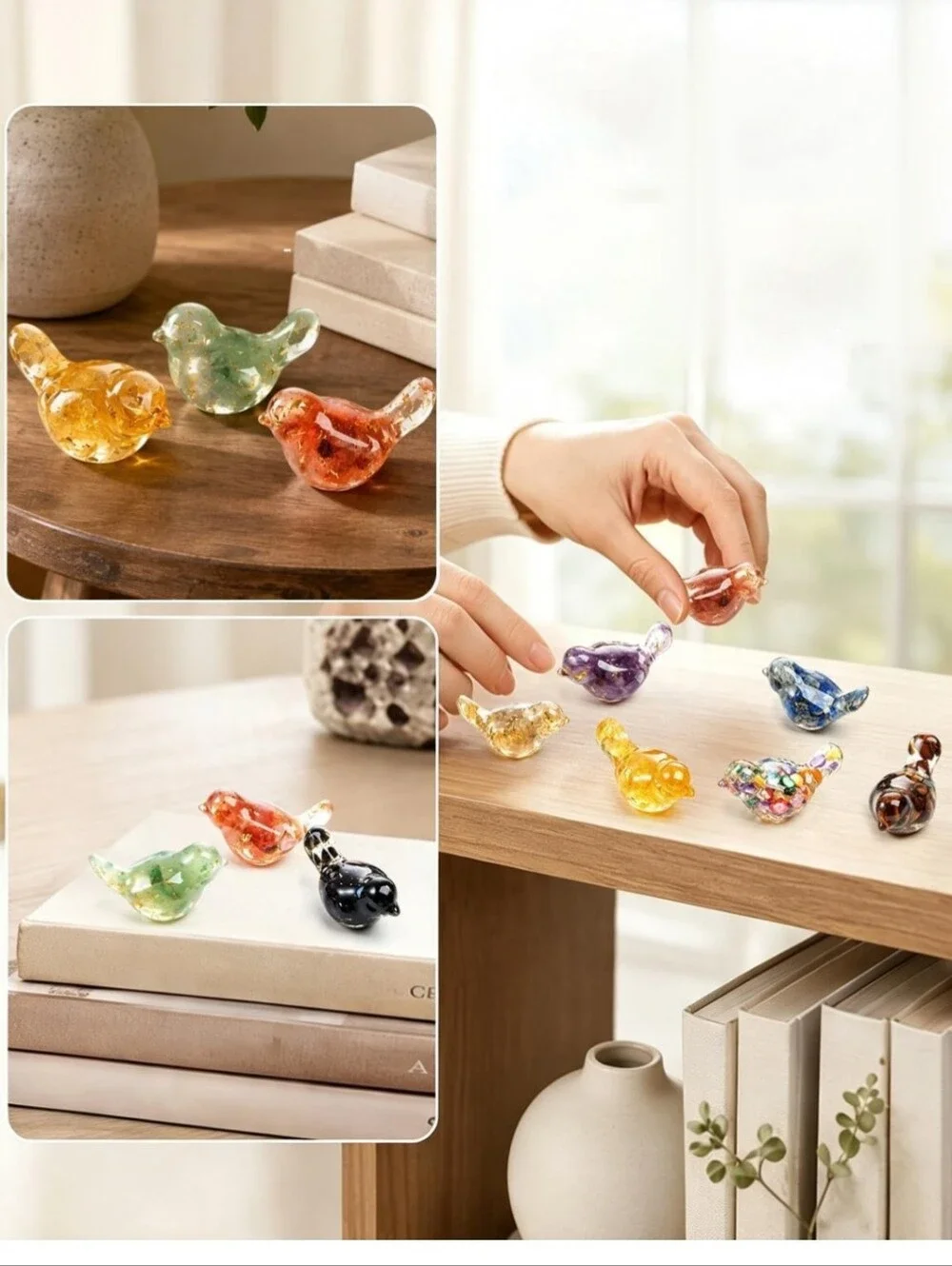 Decorative Glass Bird Figurine - Multicolor
